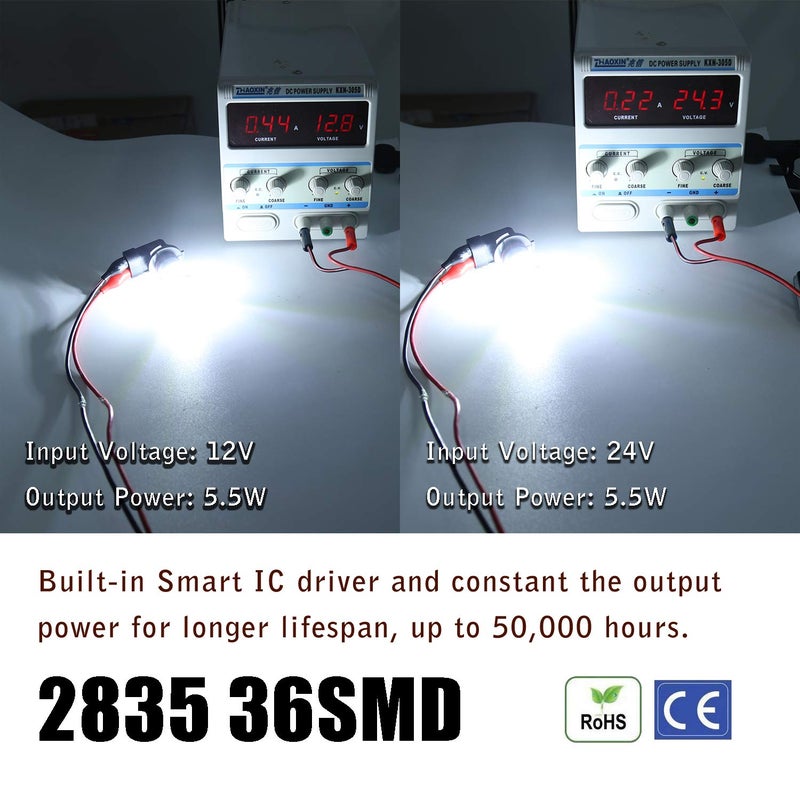 KISLED Super Bright 3000lm H8 H11 LED Fog Lights Bulbs DRL High Power 3030 Chips with Projector Lens Replacement for Cars Trucks, 6000K Xenon White - Image 2